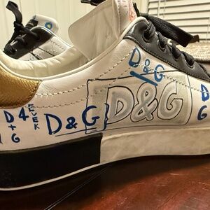 DOLCE & GABBANA MENS PORTOFINO SNEAKERS W GRAFFITI